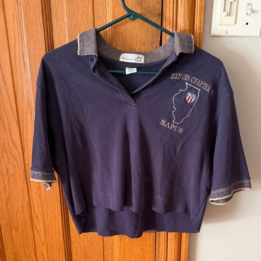 Navy Embroidered Women's Crop Top